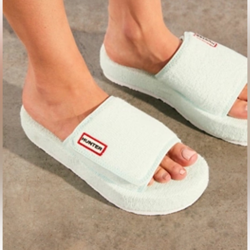 Hunter White Slide Sandals